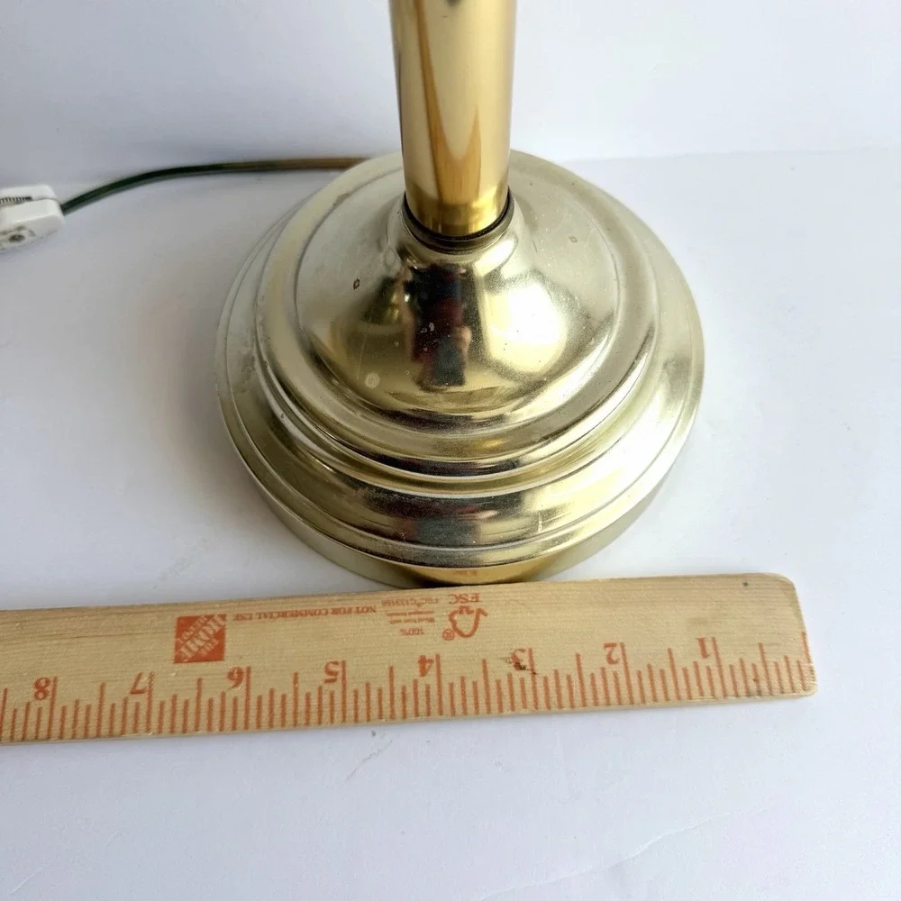 Mcm Starburst Etched Smoky Glass Panel Brass Frame Table Top Accent Lamp VTG